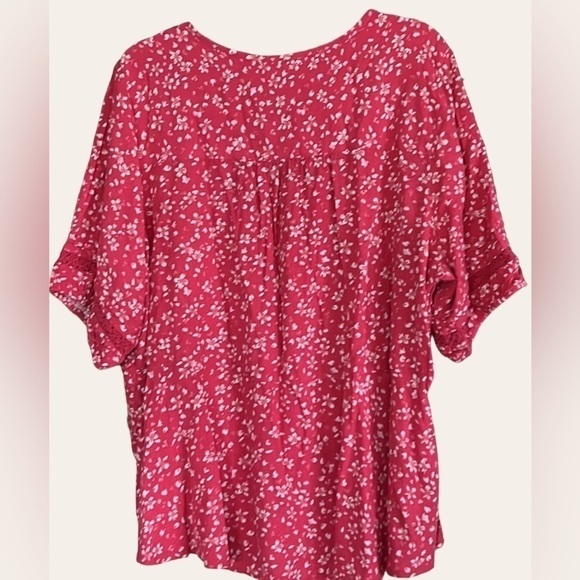 FALLS CREEK Dusty Pink/Cream Floral Pattern Button Babydoll Top w/Lace, 2X, GUC. - Picture 7 of 7